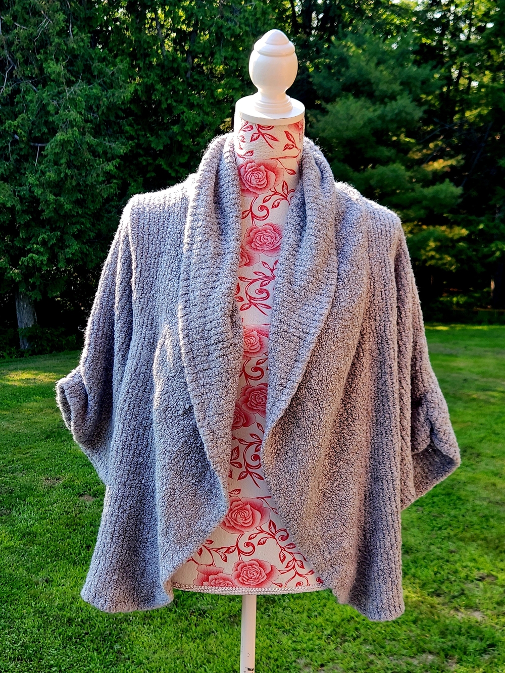 Grace Elements Plush Open-Front Shawl Collar Cardigan - Gray